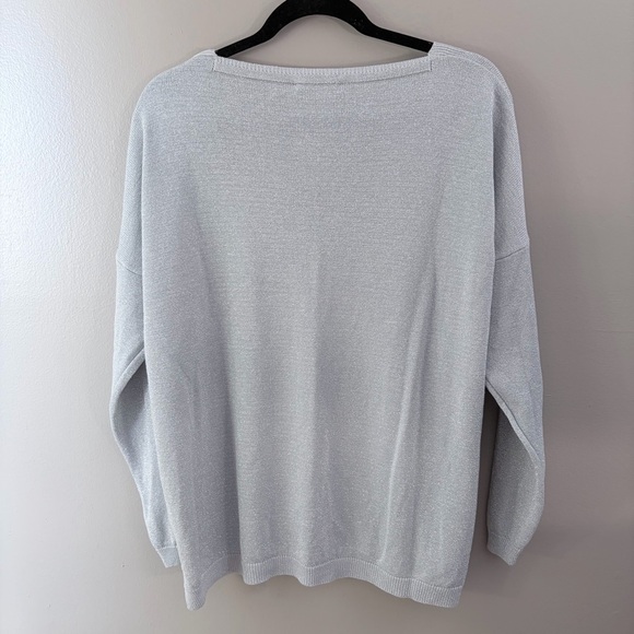 NWT Gigi Moda Silver Metallic Sparkle Sweater - Picture 4 of 7